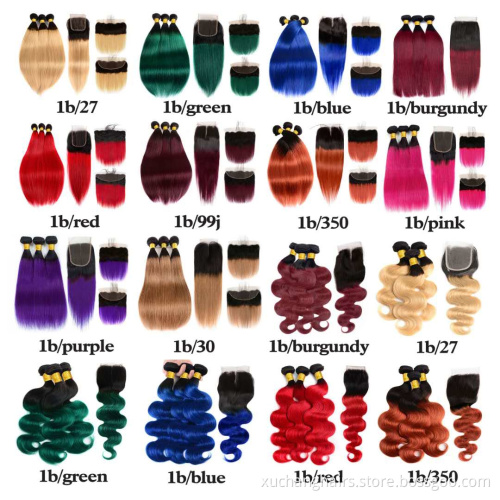 Virgin Cuticle Aligned Human Hair Bundles With Lace Closure